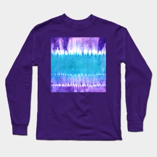 Purple and Blue Bold Tie-Dye Stripes Long Sleeve T-Shirt